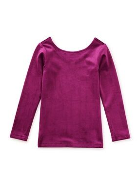 Tea Collection Girls' Long Sleeve Velour Top - Berry - Size 12